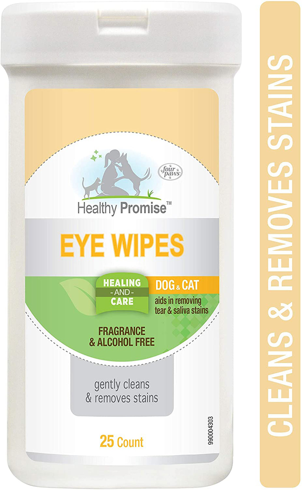 Four Paws Healthy Promise Pet Eye Wipes for Dogs and Cats 25 Count