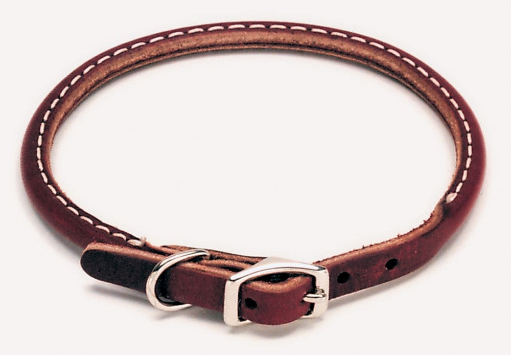 Circle T Latigo Leather Round Dog Collar Brown 3/8 in x 12 in