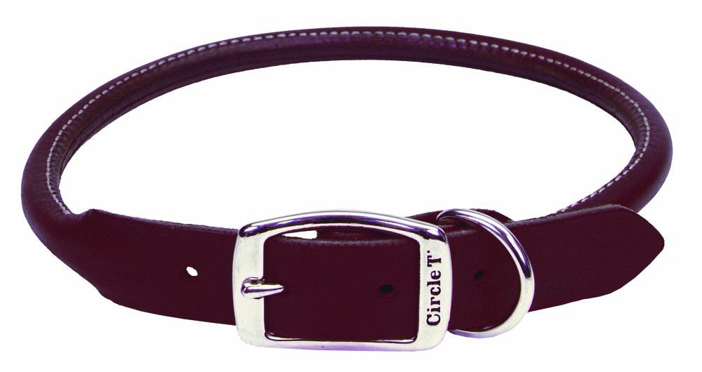 Circle T Latigo Leather Round Dog Collar Brown 5/8 in x 16 in