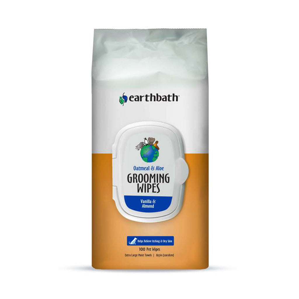 Earthbath Oatmeal Aloe Grooming Wipes, Vanilla Almond SoftSided Pouch 100 count