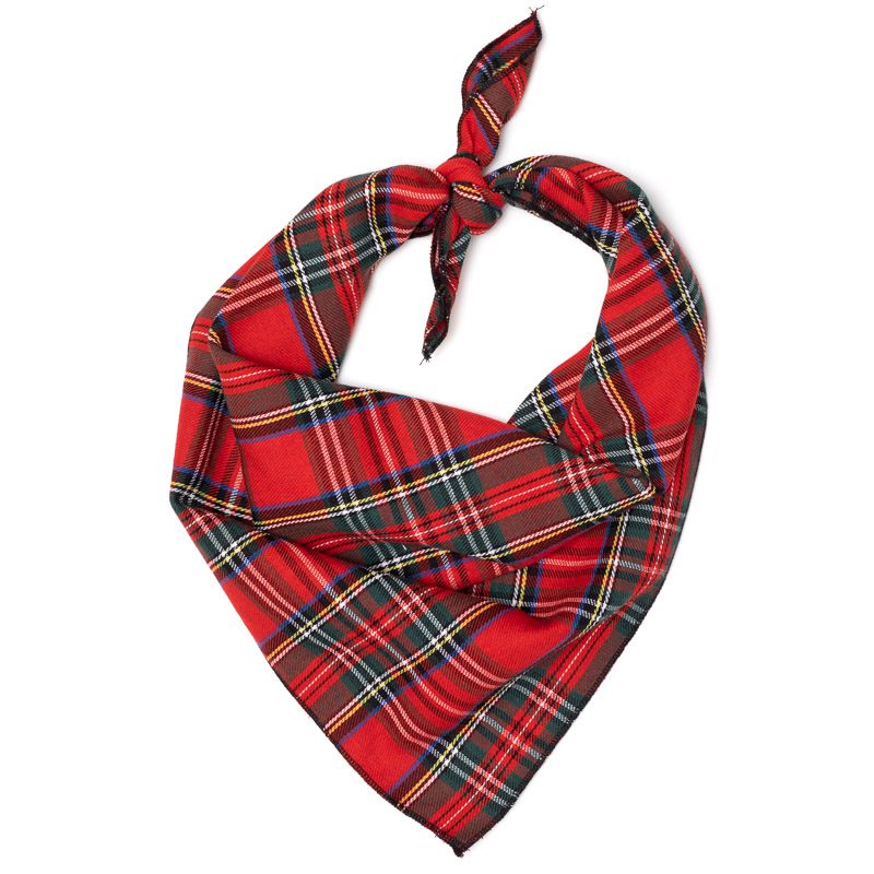 The Worthy Dog Red Plaid III Tie-On Bandana