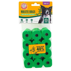 Arm & Hammer Replacement Disposable Corn Starch Waste Bags Refills Green 180 Count