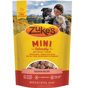 Zuke's Mini Naturals Dog Training Treats - Salmon Recipe - Soft and Chewy 1lb