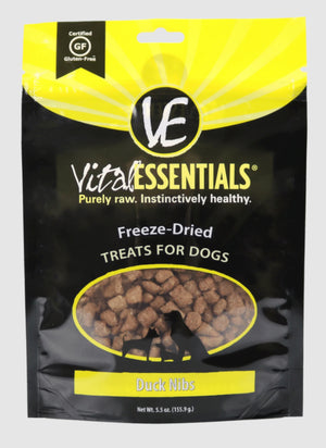 Vital Essentials Freeze-Dried Duck Nibs Dog Treats 5.5oz