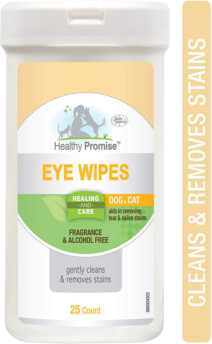 Four Paws Healthy Promise Pet Eye Wipes for Dogs and Cats 25 Count