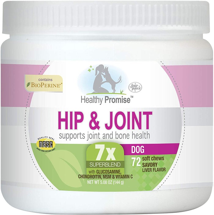 Four Paws Healthy Promise Hip & Joint Supplement for Dogs Soft Chews 72 Count 5.08 oz.