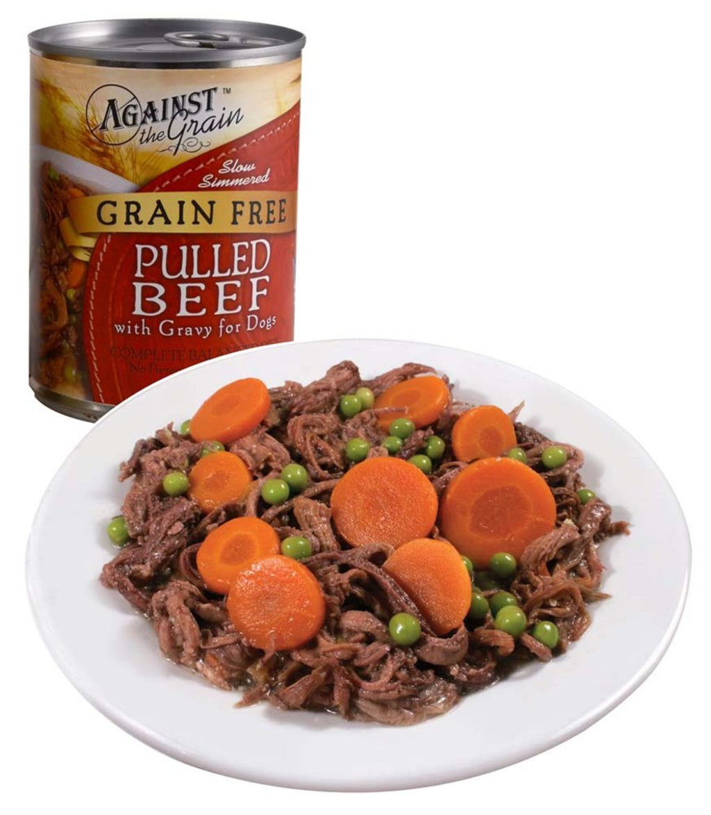 Against the Grain Hand Pulled Adult Wet Dog Food Beef with Gravy 12oz. (Case of 12)