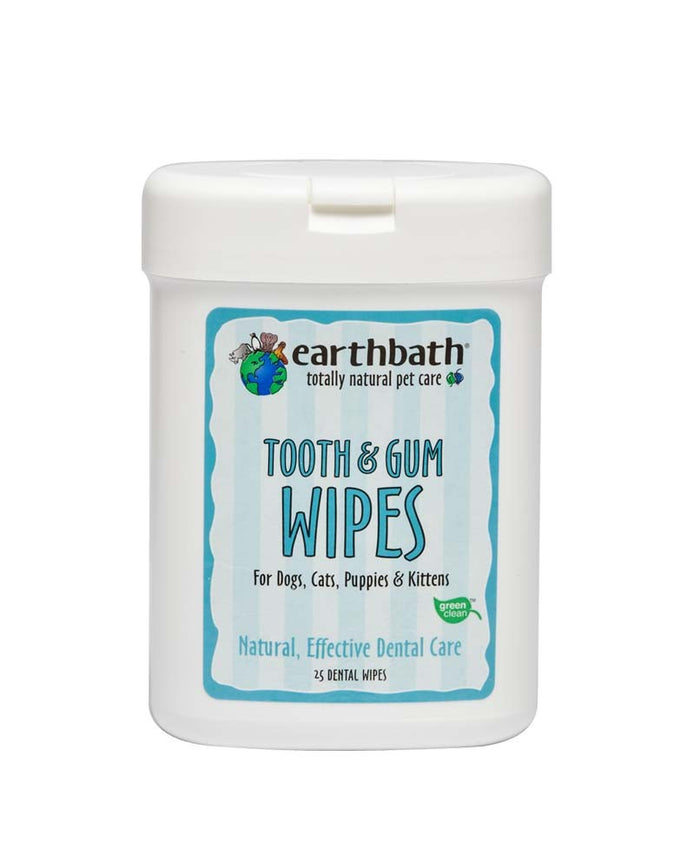 Earthbath Tooth & Gum Wipes for Dogs, Cats, Puppies, & Kittens 25ct