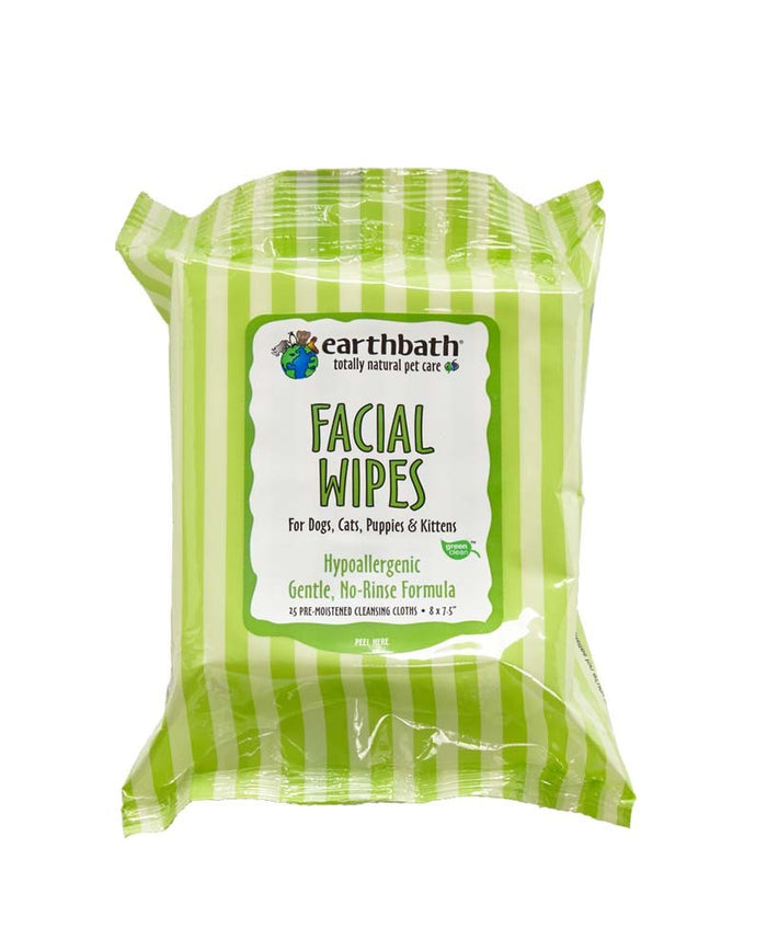 Earthbath Hypo-Allergenic Facial Wipes for Dogs, Cats, Puppies & Kittens 25ct