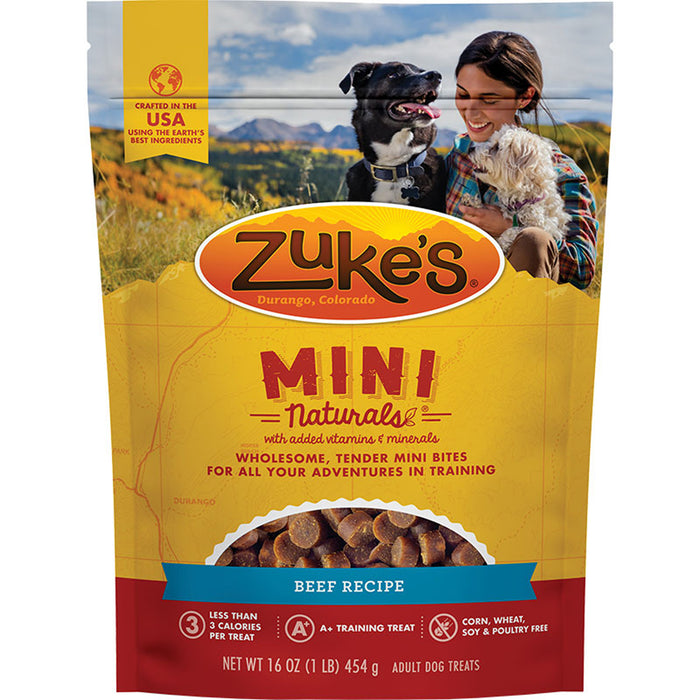 Zuke's Mini Naturals Dog Training Treats Beef Recipe - Soft and Chewy Dog Treats 1Lb