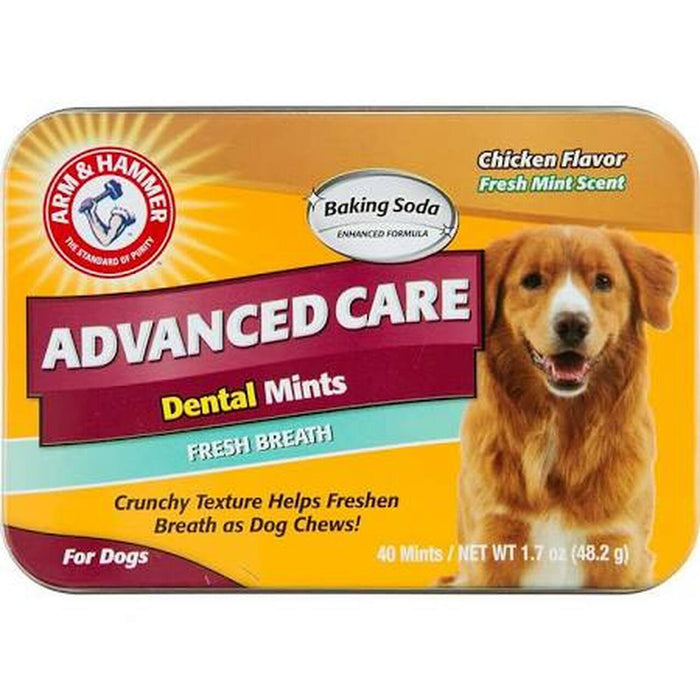 Arm & Hammer Advanced Care Fresh Breath Dental Mints for Dogs Chicken Flavor (40 Count, 1.7 oz)