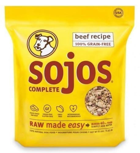 Sojos Complete Beef Recipe Adult Freeze-Dried Grain-Free Dehydrated Dog Food, 7 Lbs