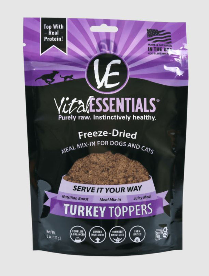 Vital Essentials Freeze-Dried Turkey Meal Topper For Dogs and Cats 6oz