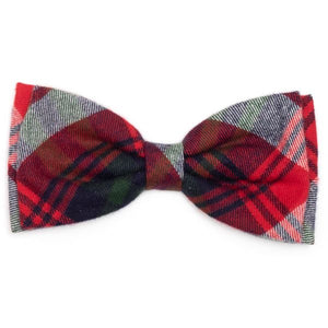 The Worthy Dog Red/Green/Navy Plaid Bow Tie