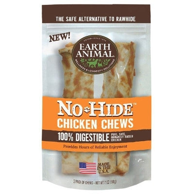 Earth Animal No Hide Chicken Chews Dog Treats, 4 Inch, 2 Pack - Long-Lasting and Healthy Chew for Dogs