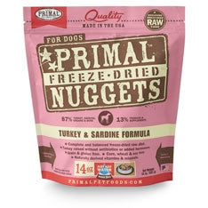 Primal Pet Foods Freeze Dried Turkey & Sardine Nugget Dog Food 14 Oz.