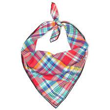 NEW! The Worthy Dog Coral Multi Plaid Bandana